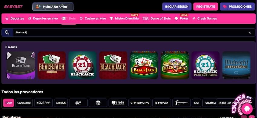 Blackjack en Easybet PBA