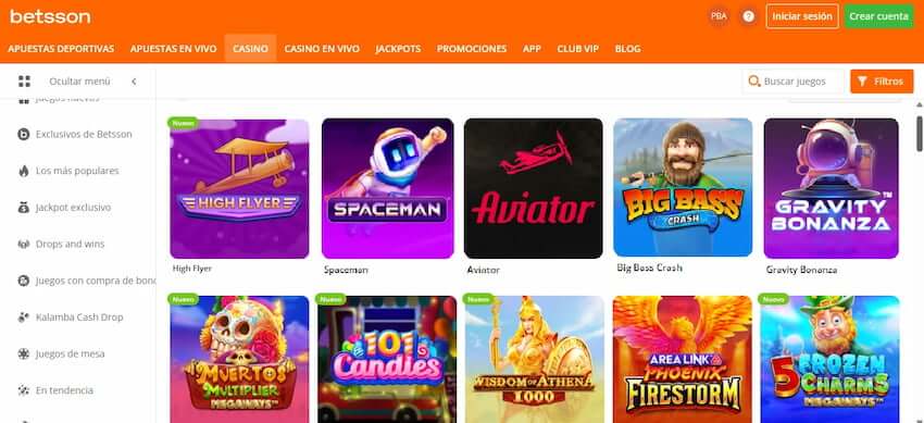 Juegos Crash de Betsson Casino