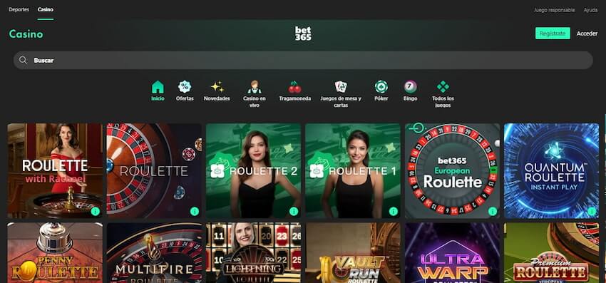 Juegos de Ruleta en Bet365 Casino
